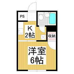 ヴィラ岡村南館 1Kの間取図画像