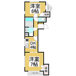 ハイツウエスタリア 2DKの間取図画像