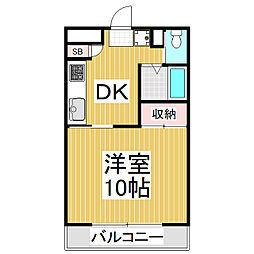 コスモ33 1DKの間取図画像