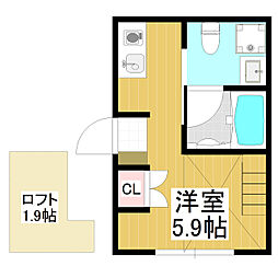CAQZATOREmiwa椛 ワンルームの間取図画像