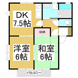 グリーンハイツベルA 2DKの間取図画像