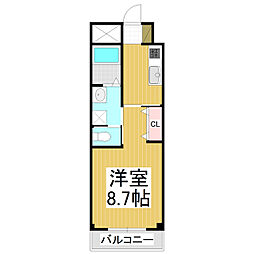 ユニヴァリィグレイス 1Kの間取図画像