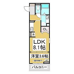 ミヌエット 1LDKの間取図画像