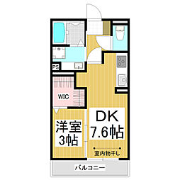 コンフォーティア中御所A棟 1DKの間取図画像
