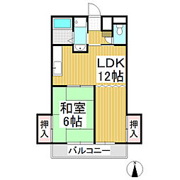 カーサスズキ 1LDKの間取図画像