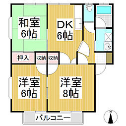 メゾンハイブリッジS 3DKの間取図画像