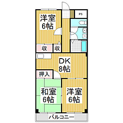 平林ピア2 3DKの間取図画像