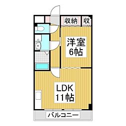 コーポ伝田 1LDKの間取図画像
