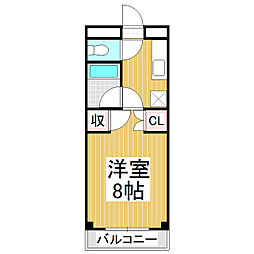コーポソイビーンウェストツリー 1Kの間取図画像