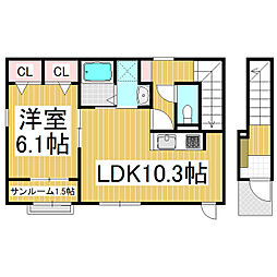 シャルマン櫻町十番館 1LDKの間取図画像
