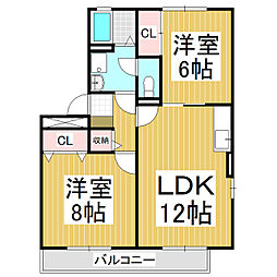 ハイカムール城 2LDKの間取図画像