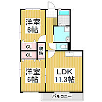 エレガントキューブ  ｜ 長野県松本市村井町南4丁目（賃貸マンション2LDK・1階・55.20㎡） その2