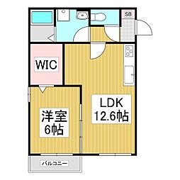 ベルリードマンション島内 1階1LDKの間取り