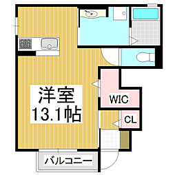 Levant 1階ワンルームの間取り