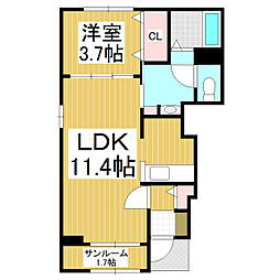 ワイズアドニス2 1LDKの間取図画像