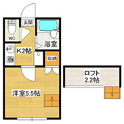 パレスコートナギサ 1Kの間取図画像