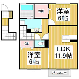 メゾンプレーヌ 2LDKの間取図画像