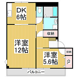 ムーングローリA 2DKの間取図画像