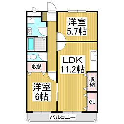 ニューマリッチ愛 2LDKの間取図画像