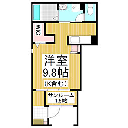 ソレイユ フルール III ワンルームの間取図画像