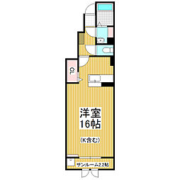 セレーン扇田B ワンルームの間取図画像