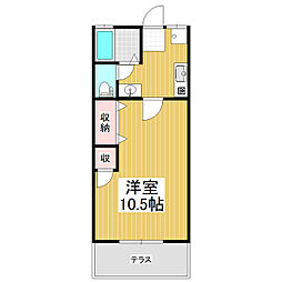 尾島ハイツ 1Kの間取図画像