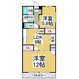 長丘タウンハウス 2LDKの間取図画像