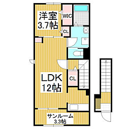 オーチャード桐 1LDKの間取図画像