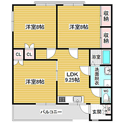 ヴィラ滝沢北深志 3LDKの間取図画像