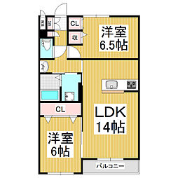 エバーラスティング 2LDKの間取図画像