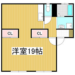リバティーフジB ワンルームの間取図画像