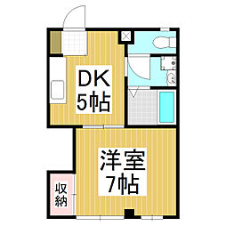 カイセー三芳 1DKの間取図画像