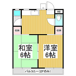 コーポ浅間 2DKの間取図画像