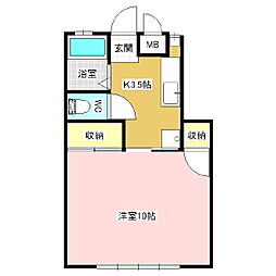 稼ぐ家姫14号 1Kの間取図画像