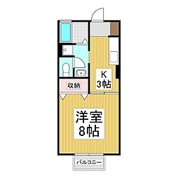 原女鳥羽ハイツB 1Kの間取図画像
