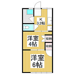 奈良井ハイツ 2DKの間取図画像