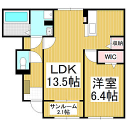 グレイスD 1LDKの間取図画像