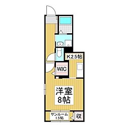 アルバーダ26A 1Kの間取図画像