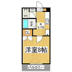 芙蓉ハイツ 1Kの間取図画像