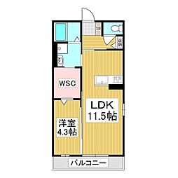 Grande広丘 A棟 1LDKの間取図画像
