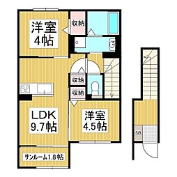 レトア 二子 2LDKの間取図画像