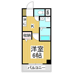 ロワール中央ビル 1Kの間取図画像