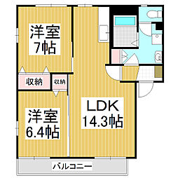 フレグランスソフィアB 2LDKの間取図画像
