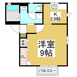 シャルム城東B ワンルームの間取図画像
