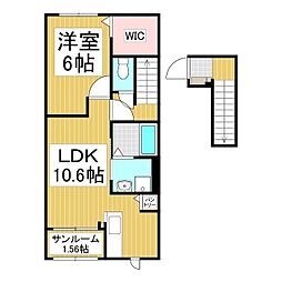 ドゥ・エスポワールII 1LDKの間取図画像