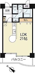 琵琶湖アーバンリゾートII番館 ワンルームの間取り