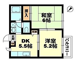 キャロットハウス 2DKの間取図画像