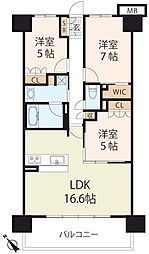 グランドパレス草津 3LDKの間取図画像