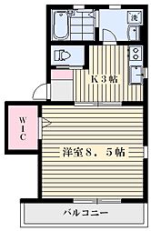 シエルK 1Kの間取図画像