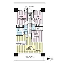 パデシオン十条 3LDKの間取図画像